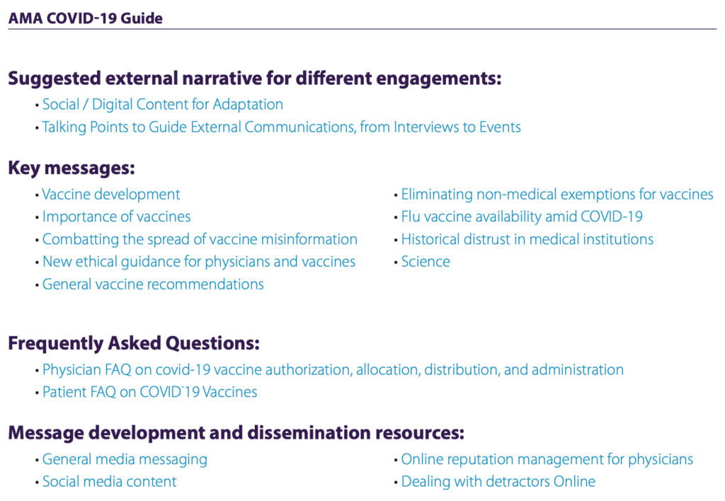 AMA COVID Guide TOC